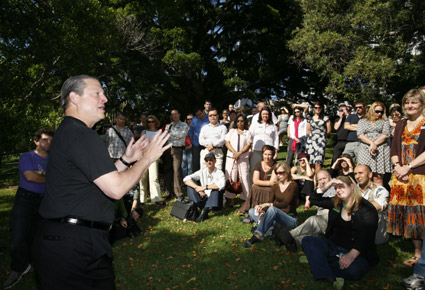 Al Gore addresses trainee volunteer presenters for the first Australian Climate Project intake, Sydney, November 2006