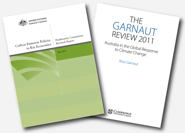 Analyses by the Productivity Commission (left) and Ross Garnaut (right) both support a carbon pricing scheme as the centrepiece for climate policy.