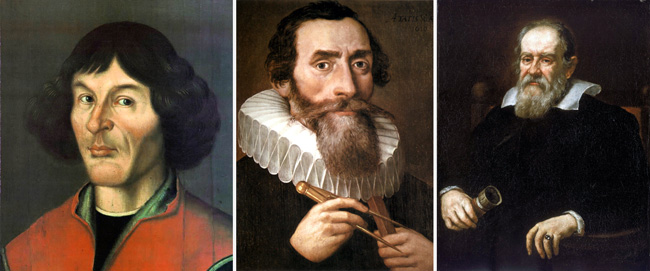Copernicus (left), Kepler and Galileo: It took a century after Galileo’s ideas were published for Catholics to accept that Earth wasn’t the centre of the universe.