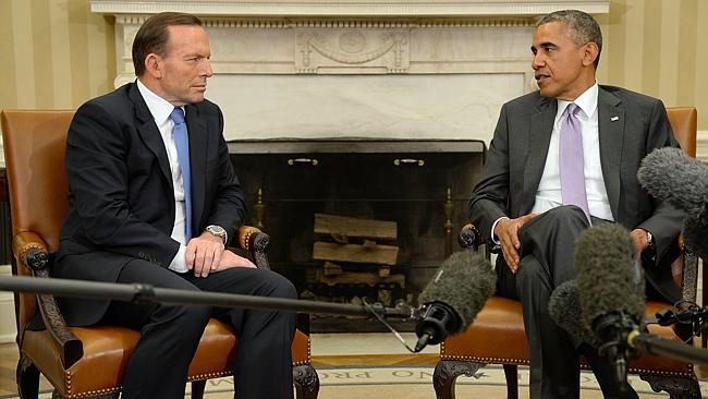 Tony Abbott and Barak Obama at the White House. PHOTO DAILY TELEGRAPH
