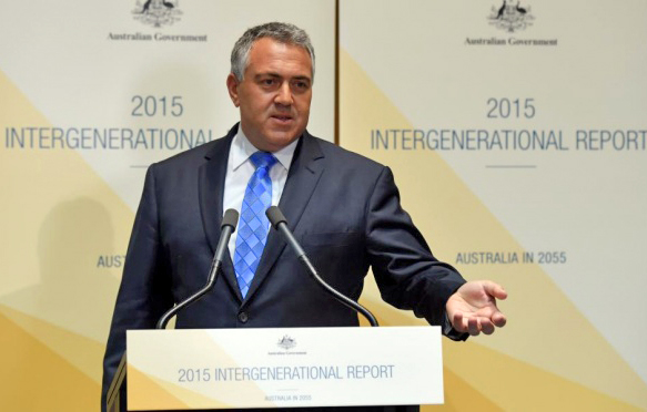 Joe Hockey launches his 2015 Intergenerational Report. PHOTO Guardian Australia