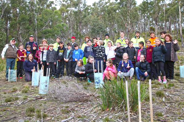 Snug Primary students during a day exploring the Conningham Nature Recreation Area. PHOTO Tasmanian Parks & Wildldife Service
