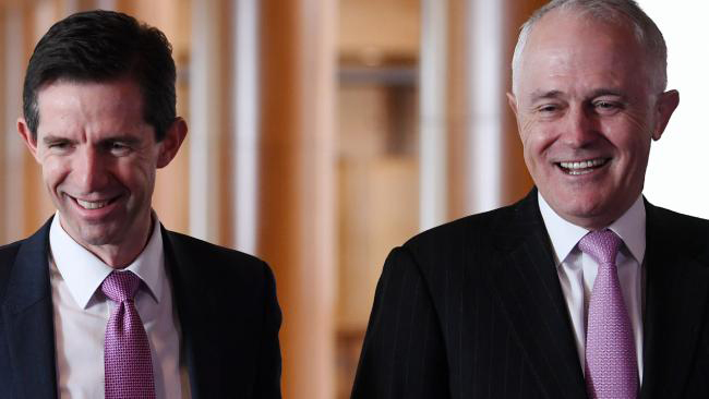 Education minister Simon Birmingham and PM Malcolm Turnbull celebrate the passage of Gonski 2.0 legislation last week. PHOTO AAP