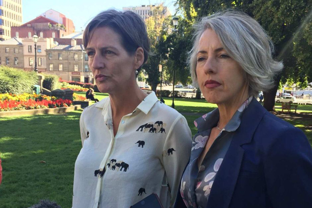 Cassy O'Connor and Rosalie Woodruff face a diminished presence in the Tasmanian parliament. PHOTO ABC News