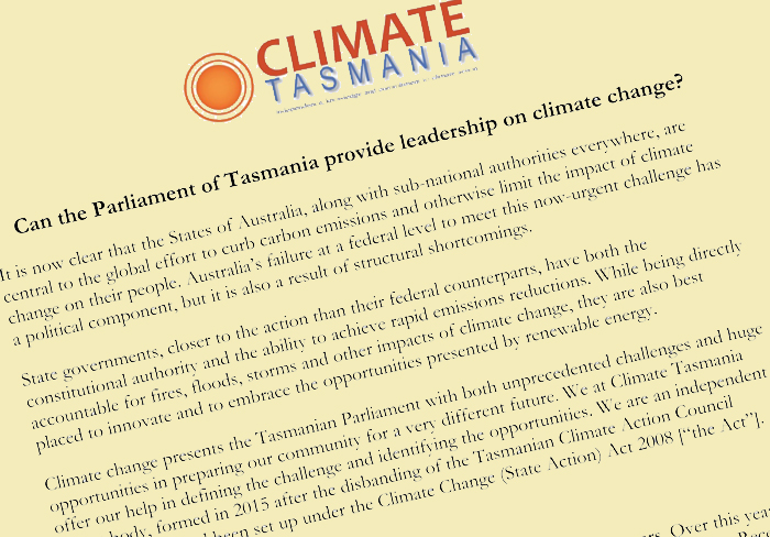 Letter sent to all Tasmanian state MPs last week.