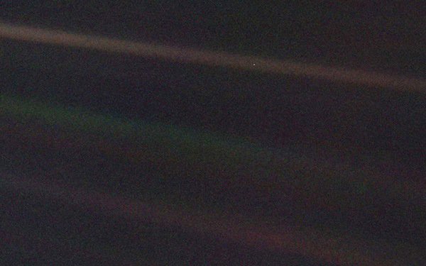 The “pale blue dot” that is Earth can be seen in the upper band on this Voyager image from 23 August 1966. PHOTO NASA